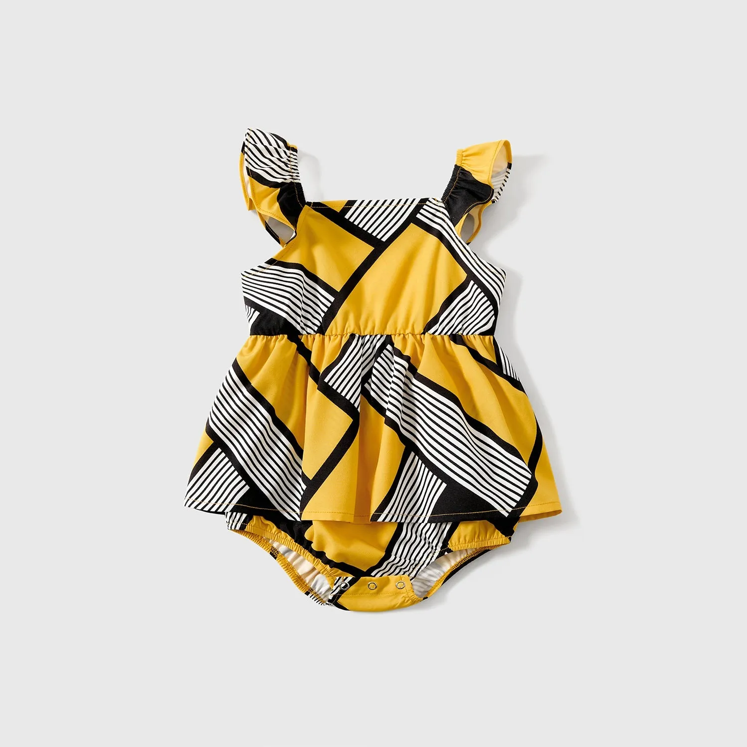 Family Matching Cotton Colorblock Short-sleeve Tee and Allover Geo Print Cami Tops