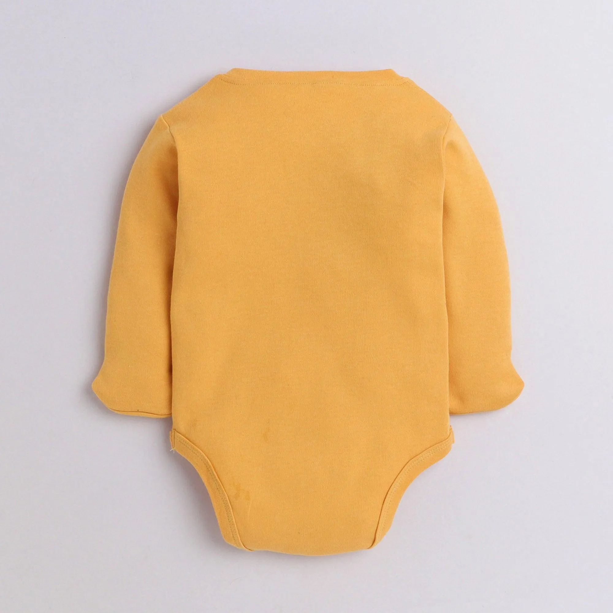 Polka Tots Full Sleeve Romper Onesie with Folded Mittens 100% Super Soft Cotton Giraffe Yellow
